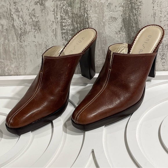 UNISA Brown Leather‎ Western STARLING High Heel MULES Womens 8.5 B Clogs Brazil - Picture 3 of 12